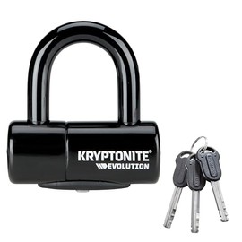 Kryptonite Evolution Bike Disc Lock, Small U-Lock 14mm Shackle with Keys, Heavy Duty Anti-Theft Bicycle Lock, High Security Mini for Powersports Motorcycles E-Bikes Scooters