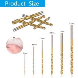 60 Pcs Drill Bits Mixed Multi Drill Bit Set, Twist Drill bit Sets Titanium Coated 1/1.5/2/2.5/3/3.2mm High Speed Steel Twist Drill Bits Tools, Wood Drill Bits for Wood, Aluminum Brick and Concrete.
