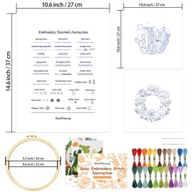 HAND U JOURNEY Basic embroidery stitch kit, perfect for beginners with 28 different stitches and a mushroom embroidery set