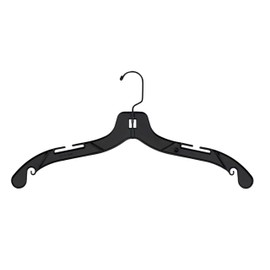 NAHANCO 2508BH Plastic Dress Hanger, T-Shirt Weight, 17", Black (Pack of 100)