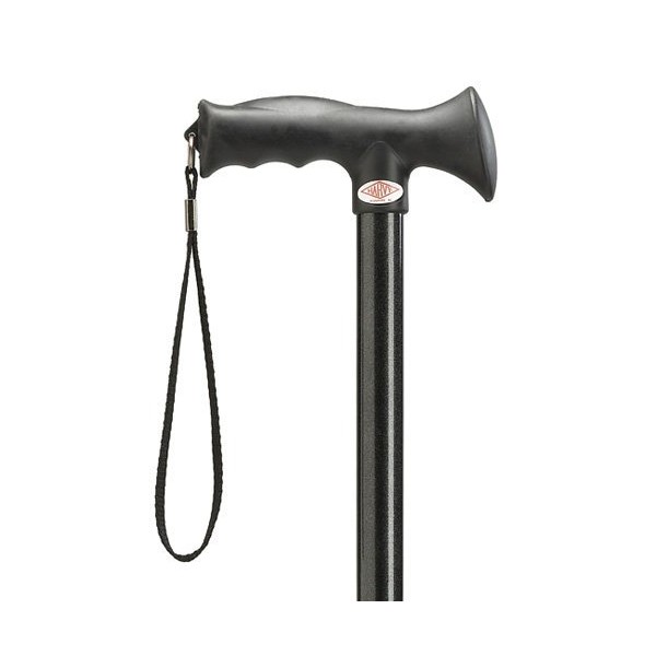Unisex Aluminum Black Adjustable Walking Cane with 2 Tone Soft Touch Handle