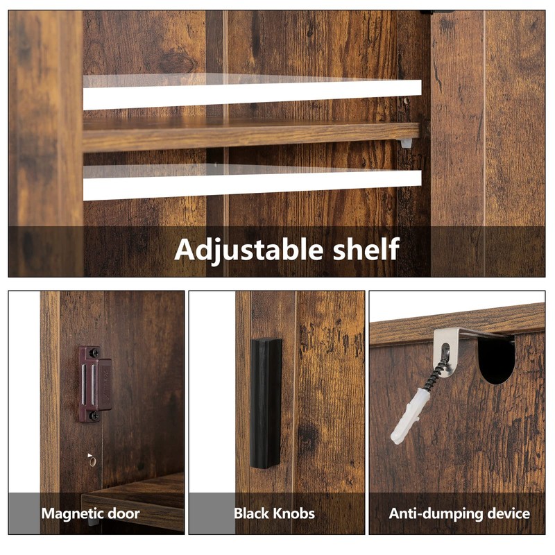usikey 67'' Tall Storage Cabinet with Adjustable Shelves & 2
