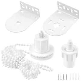UNGFEI 4 PCS 32mm Roller Blind Brackets Kits Fittings with Beaded Chain and Screws, Spares Replacement Repair, Curtain Roller Blind Fittings for Fixing Curtain Rod