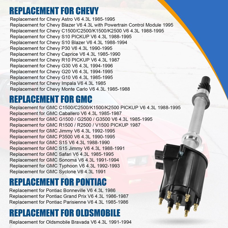 Ignition Distributor With Cap & Rotor Replacement For Chevy Astro