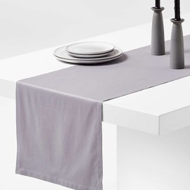 Crate and Barrel Aspen 120" Metal Grey Organic Cotton Table Runner 18"x120", Fall, Thanksgiving, Christmas Table Runner 1ea (Metal Gray)