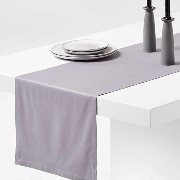 Crate and Barrel Aspen 120" Metal Grey Organic Cotton Table