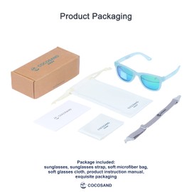 COCOSAND Flexible Polarized Baby Sunglasses with Strap Soft Silicone Nose Pad UV Protection for Infant Toddler Boys Grils Age 0-24 Months