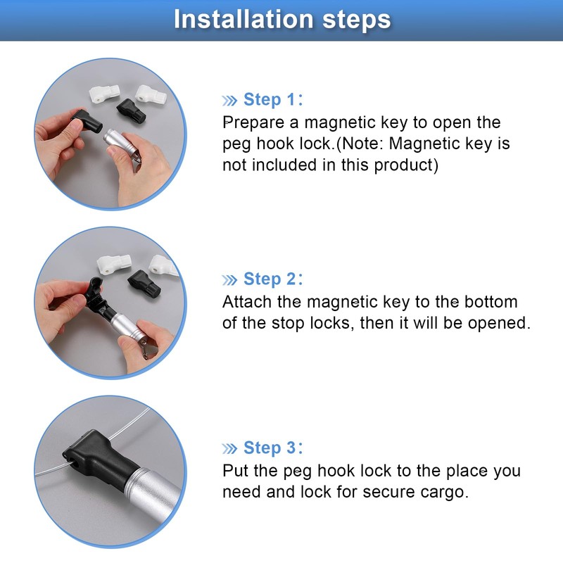 sourcing map 50pcs Peg Hook Lock, 6mm Pegboard Display Hook