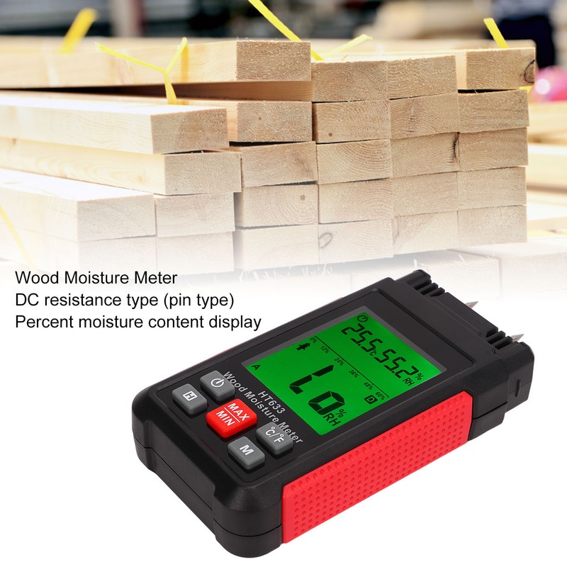 Wood Moisture Meter Multifunctional Digital Moisture Detection Tester for Firewood