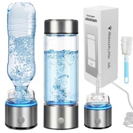 Windyupon 3 in 1 Hydrogen Water Bottle Generator with SPE/PEM Tech-3 Min Up to 2200 PPB (450ml), 2025 New Portable Rechargeable Hydrogen Water Ionizer Machine for Home, Office and Travel (Silver)