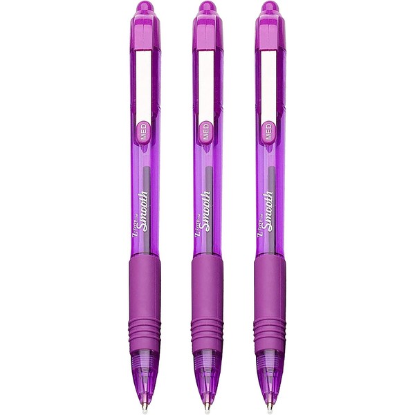 Zebra Z-Grip Smooth - Retractable Ballpoint Pen - 3 Pack - Purple