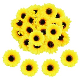 siawadeky Artificial Flowers, Sunflowers, Flowers Only, Set of 40, 9cm Diameter, Petals, Artificial Flower Head, Silk Flowers, Fake Flowers, Fake Flowers, Wreaths, Hair Accessories, DIY Handmade, For
