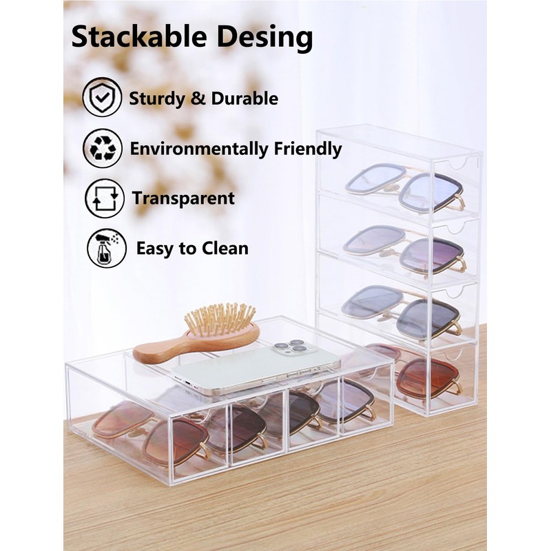 AOTOPYU Glasses Storage Box, Makeup Organizer, Makeup Organiser, Makeup Organiser,