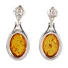 Sterling Silver Baltic Honey Oval Amber Earrings