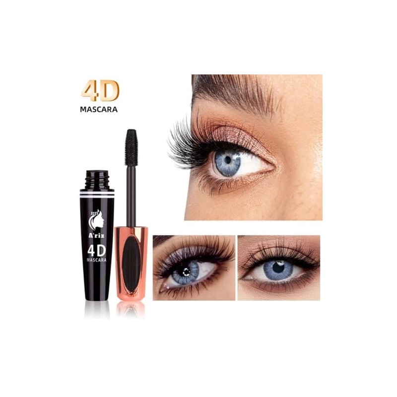 A'riz Long Lasting 4D Mascara for Eyelashes, Waterproof Formula, Black