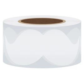 Hybsk 8cm x 4cm White Mustache Stickers Moustache Party Baby Shower Little Man Themed Father's Day Bow tie Party Labels Total 200 Per Roll (White)