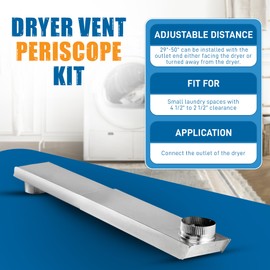 Woodeze - Close Clearance Dryer Vent Periscope Pipe 29"-50" | Periscope Dryer Vent | Fits 4" Dryer Vents | Flat Dryer Vent Duct | Flexible Outlet Installation for Better Dryer Positioning Near Wall