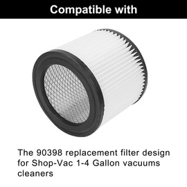 2 Pack 90398 HEPA Replacement Filters for Shop-Vac 9039800, 903-98, 903-98-00 Hangup Type AA Wet/Dry Small Cartridge Filter with 6 Pack 90585 Foam Sleeve Filter, Fits Most 4 Gallon and Less Vacuum