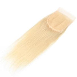 Hxxcoup Straight Hair Closure Human Hair Blonde Closure Long Hair Closure with Baby Hair No Smell Grade 8A 100% Brazilian Remy Hair Bleached Knots for Woman 24 Inch