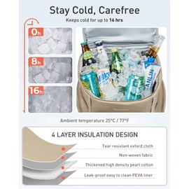 TOURIT Rolling Cooler Backpack: Leakproof Waterproof Insulated 36 Cans Beach Cooler with Wheels and Handle Outdoor Camping Picnic Travel Brown