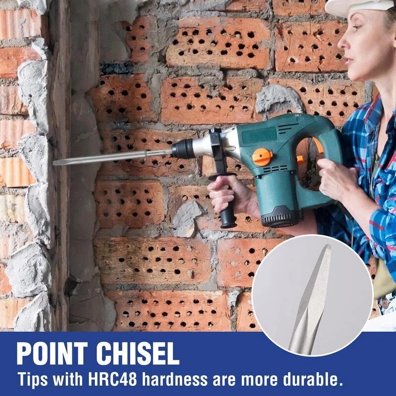 WORKPRO 16PC SDS-Plus Rotary Hammer Drill Bits and Chisel Set