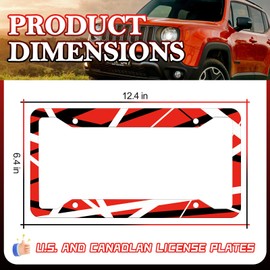 HCSS 2PCS Red Black White Stripes License Plate Frames, Funny Aluminum Metal License Plate Holder, Rust-Proof Waterproof Car Decorative Tag Frames for Standard US 12x6 Inch