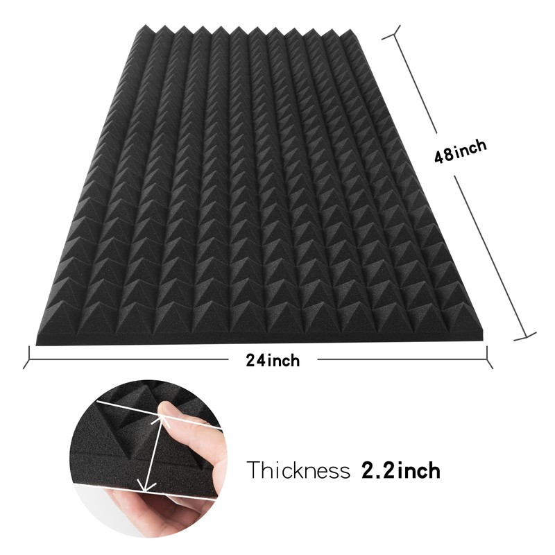 4 Pack Black Acoustic Foam Panels,48x24x2 Inch Sound Proof,High Density