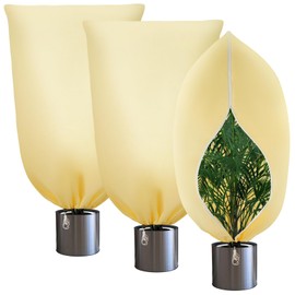 YEAJOIN 3 Pack Winter Plant Covers Freeze Protection, Thicker Frost Cloths Tree Covers with Zipper & Adjustable Drawstring, Antifreeze Protective Cover for Garden Shrub Plants, 31.5” x 47.2”