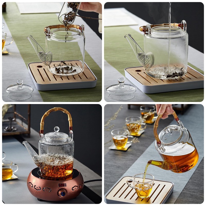 Glass Teapot with Removable Infuser and Lid, Stovetop Safe, Glas