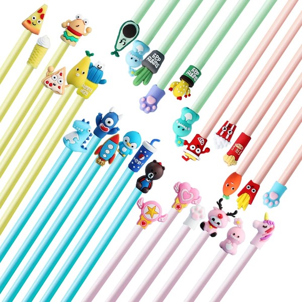 Kraeoke HB Pencils with Caps Set, Ergonomic Triangular Pencil with