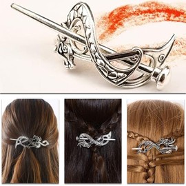 AIYVELU Pack of 2 Vintage Celtic Knot Hair Clips, Silver, Antique Silver Viking Hair Clips, Vintage Minimalist Celtic Knot Hair Clips for Wedding, Party