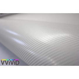 White 4D True R Semi-Gloss Carbon Fiber Vinyl Wrap Roll with VViViD XPO Air Release Technology - 1ft x 5ft