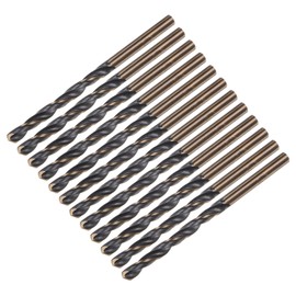 sourcing map 12pcs Jobber Drill Bits 4.2mm Black Nitride & Gold Titanium Coated 4341 High Speed Steel (HSS) 135 Degree Split Point Twist Drill Bits for Stainless Steel Metal Plastic Wood