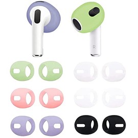 BLUEWALL Fit in Case Ear Cover Eargel Ear Tips Compatible with AirPods 3, Anti Slip Earbud Covers Tips Compatible with AirPods 3, 6 Pairs White Black Clear Pink Purple Green