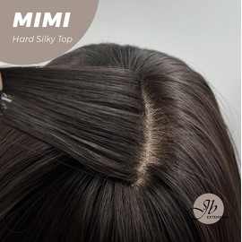 JBEXTENSION 16 Inches Scalpiana 3.5X4 Hard Silky Top Natural Scalp Effect Body Wave Wig With Bangs Wig MIMI SILKY TOP:_Mix Blonde