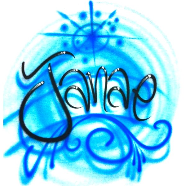 Airbrush Blue Swirls, Personalized with Name T Shirt