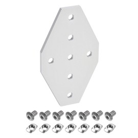 uxcell 2Pcs Corner Bracket Plate Cross 60x100mm 7-Hole Outside Joint Kits 2020 Aluminum Profile with T Nuts and Hex Socket Screws White for Frame Structure