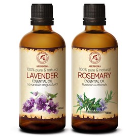 AROMATIKA trust the power of nature Essential Oil Set Lavender Oil and Rosemary Oil - 2 x 100 ml - Aromatherapy Oils for Aroma Diffusers and Soaps - Lavender Oil for Scented Candles and DIY Natural Cosmetics - Rosemary Oil for Skin Care