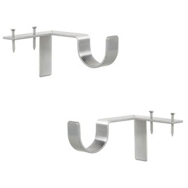 Silver Tap Bracket - No Drill Curtain Rod Bracket 1" Curtain Rod, Adjustable Curtain Rod Holders, Quick Hang No Damage Screwless Curtain Rods Brackets for Home Window and Door (Silver,2pcs)
