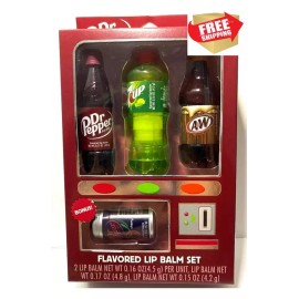 Dr. Pepper Taste Beauty Flavored Lip Balm Set - (4 Lip Balms) ~ SEALED ~