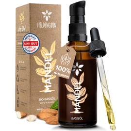 Heldengrün® Organic Almond Oil [100% Natural] - Dermatologically Tested - Baby Almond Oil - Gentle Care for Dry & Sensitive Skin - Almond Oil Cold Pressed