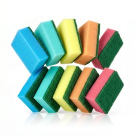 IDEA HOME Spugne da Cucina 7,5×5×2,5 cm – Spugne Abrasive Densità Media Ms. Kitchen - Resistenti e Durature per Piatti, Pentole e Padelle – Set da 10 Pezzi