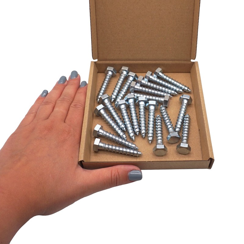 SKIR'CO (20 pcs) DIN 571 Zinc Plated Steel Hexagon Head