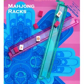 Morihaza Mahjong Tile Rack & Pusher 4-Pack Acrylic All-in-One Tile Racks with Built-in Push Rods for American Mahjong Sets, No Assembly, Multi-Color Player Racks, Durable & Portable (Style-1)