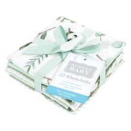Hudson Baby Unisex Baby Flannel Washcloths, Eucalyptus 10Pk, One Size