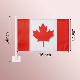 2 Pack Car Flags,Car Flag Canada Flag Outdoor with Canadian Flag and Car Flag Pole, Car Logo Window Clip Can be Clipped to Most Windows 14 inch Flag Pole and 16 x 10 inch Double Sided Flag.