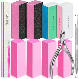 TsMADDTs- Valiosa herramienta para el cuidado de las uñas: incluye 4 bloques pulidores rosas, 2 bloques para lijar uñas de grano 60/80, 2 pulidores de