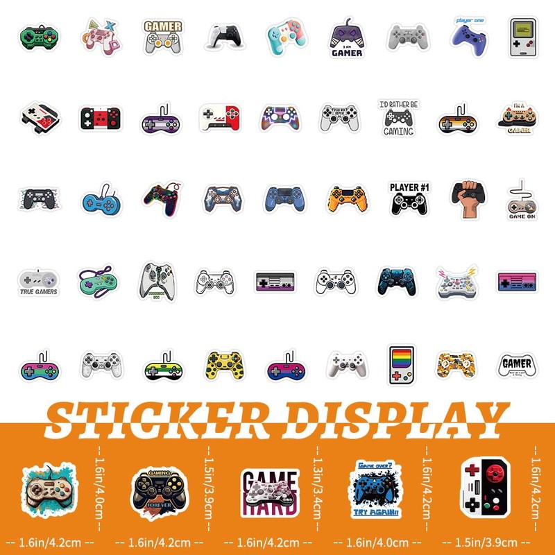 100PCS Small Sized Gamepad Stickers, Cool Classic Game Remote Control