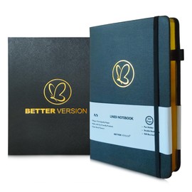 Better Version® A5 Lined Notebook with Gift Box - Journal Notebook for Women and Men - 200 Pages with Gold Edges - 100gsm Quality Paper - Linen Hardcover (Black)
