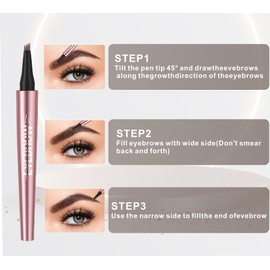 Magic Microblading Eyebrow Contouring Pencil - Microblading Eye Brow Contouring Pen - Precise Waterproof Brow Pen 4 Tipped Precise Waterproof With A Micro-Fork Tip Applicator (Dark)
